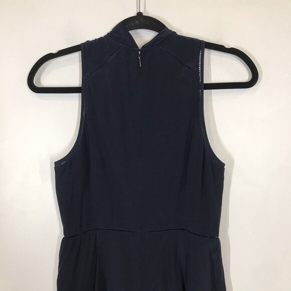 Rebecca Taylor Women Size 0 Twist Neck Fit & Flare 100% Silk Dress Ladder Stitch - Picture 6 of 11